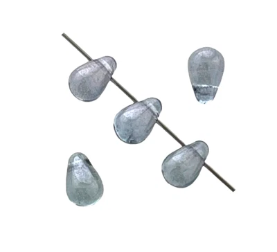 50 PEQUEÑAS 4x6mm Lágrimas de Sirena Lumi Azul Vidrio Checo Lágrima Flecos Cuentas Foto 1 de 2