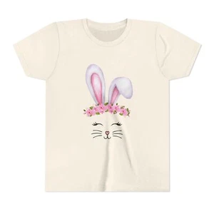Easter Bunny Shirt, Easter Bunny floral tshirt, gift for girl, easter shirt - Picture 1 of 17