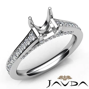 Princess Pave Setting Diamond Engagement Semi Mount Ring 14k White Gold 0.75Ctw - Picture 1 of 7