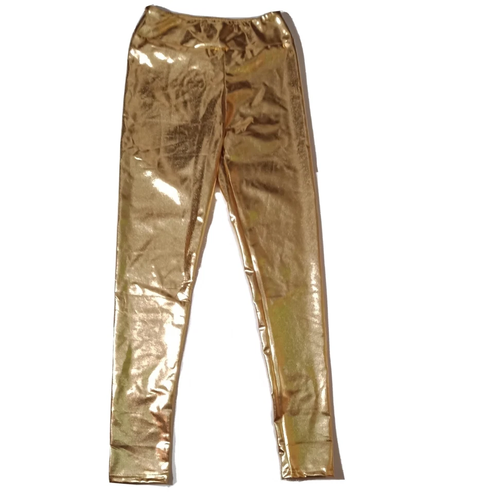 Peachy Girl Metalizado Dorado, Estampado Tobillo Pantalones, Slim Fit Foto 1 de 1