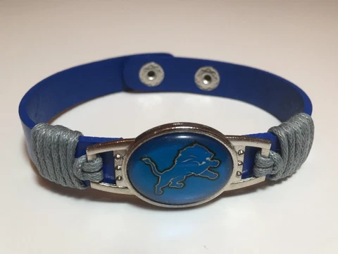 New Detroit Lions Leather Adjustable Bracelet, Gift for Her Mom Him Dad Cover