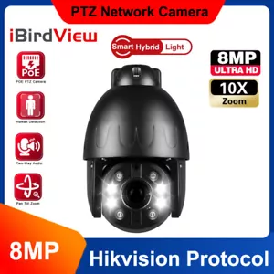 Hikvision Protocol 4K 8MP PTZ 10X ZOOM Color Night 2Way Audio PoE CCTV IP Camera - Picture 1 of 13