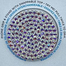 Ręcznie robione błyszczące białe popsocket wykonane z kryształów 12ss AB Swarovski