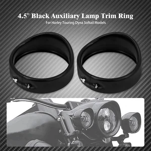 4-1/2" 4.5 Auxiliary light Visor Ring Fit For Harley Touring Road Softail Black - Picture 1 of 13