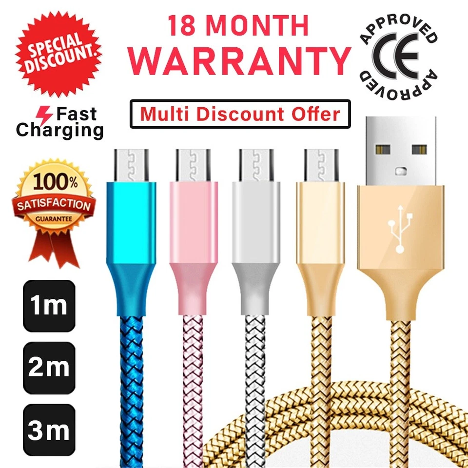 Micro Charging & Data Sync Heavy Duty Fast Charging Cable for Huawei ( Lot ) - Image 1 of 4