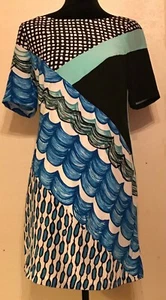NWT Tracy Reese Aegean Waves Silk Spliced Shift Dress Sz 6 Side Zip MRSP 325.00 - Picture 1 of 10