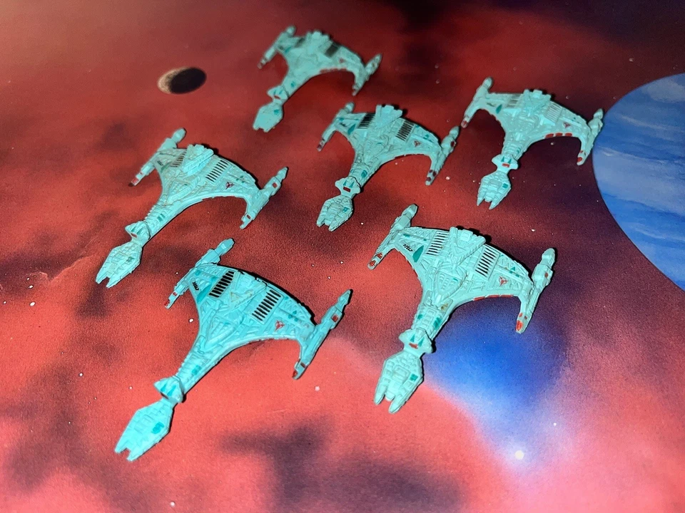 Star Trek Micro Machines Lot X6 Klingon Vor'Cha Battle Cruiser Space Ship Fleet - Image 1 of 1