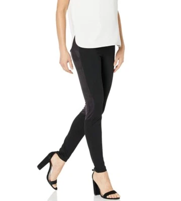 Lysse Carmine Faux Suede Leggings Size Medium Womens Black Ponte Knit High Rise - Image 1 of 4