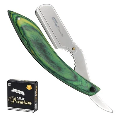 G4 Elegante Barbería Salón Acero Inoxidable Maquinillas de Afeitar Plegables Corte Garganta Mango de Madera Foto 1 de 4