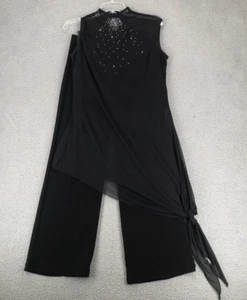 Jessica McClintock formelles 2-teiliges Hosen-Set 12 ärmellos transparent gefüttert Tunika schwarz - Bild 1 von 18