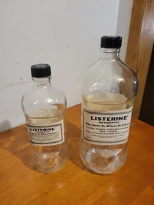 Vintage Set Of 2 Listerine Antiseptic Bottles~ Warner Lambert Pharmaceutical... - Picture 1 of 6