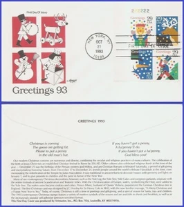 USA3 #2791-94 U/A ARTMASTER FDC PB4 Weihnachtsgrüße - Bild 1 von 1