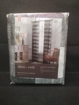 Allen + Roth Cortinas Negro Cuadros Varilla Bolsillo/Pestaña Trasera 50"x95" Filtrado de Luz  Foto 1 de 4
