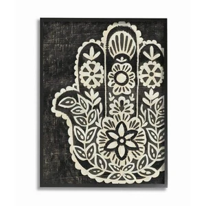 Stupell Industries Floral Pattern White Hamsa Black Framed Wall Art, 24 x 30,... - Picture 1 of 7