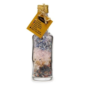 7 Chakra Gemstone Chips Glass Bottle Wishing Healing Crystals Collectable Gems - Picture 1 of 12