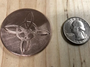 1oz EDC Hand Made Copper Witch's Knot Coin - .999 Copper Bullion  - Picture 1 of 1