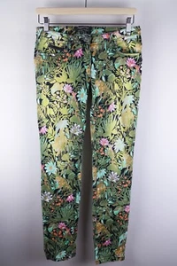Maison Scotch Women Trousers Chino Casual Green Floral Stretch size W27 - Picture 1 of 7