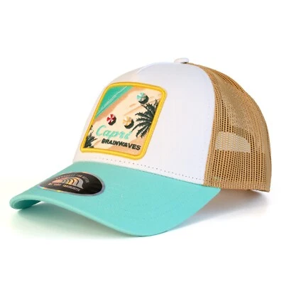 Brain Waves Trucker Cap Kappe Sunset Snapback, white/aquq/gold, Capri Neu