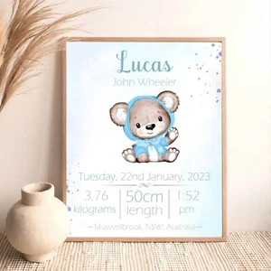 Baby Boy Birth Announcement Personalised Decorative Announcement Keepsake - Picture 1 of 3