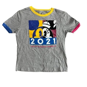 Disney World 2021 Girl’s Glitter Tee Shirt Top Size M - Picture 1 of 7