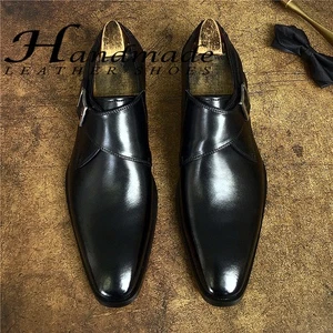 Britische Herrenschuhe Echtleder Schnalle Business Elegant Britische Hochzeitsschuhe - Bild 1 von 12