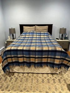 1973 Sole Mio 100% Virgin Wool Blue Blanket Queen 95x86in - Picture 1 of 11