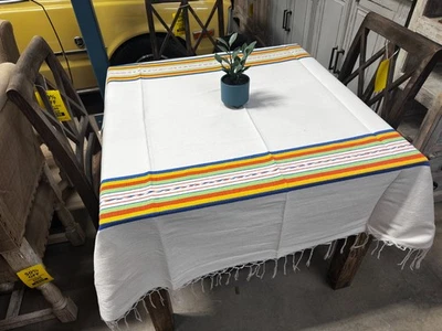 60'' Tablecloth from Oaxaca Mexico made with Handloom fabric. - Image 1 of 4