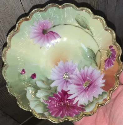 Hermoso cuenco de porcelana Nipon pintado a mano de Japón con flores Foto 1 de 4