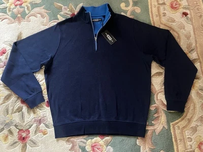 Suéter Carnoustie Para Hombres Medio Azul Cuarto Cremallera Pullover Golf 100% Algodón Foto 1 de 4