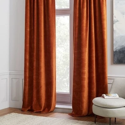 West Elm Worn Velvet Curtains Copper, Unlined, 48"x96" Single Panel - Image 1 of 3