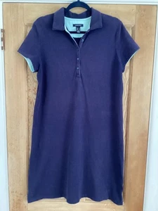 Lands' End Womens Navy Blue Short Sleeved Collared Polo Dress, size 14, vgc - Picture 1 of 6