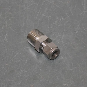 Ham-let Compression Adapter Fitting 768L SS 3/8 X 1/2, 3/8" OD x 1/2" NPT, 316SS - Picture 1 of 5