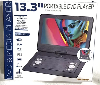 Sylvania 13.3" 13-inch Screen Portable DVD Player SDVD1332-B - Black  NEW in BOX - Image 1 of 4