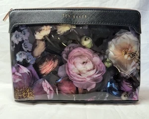Ted Baker London Cosmetic Makeup Bag Wash Bag Black Floral - Picture 1 of 11