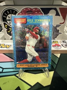 2025 Topps Heritage Kyle Schwarber ‘24 Record Breaker Chrome Aqua Sparkle #2 - Picture 1 of 2