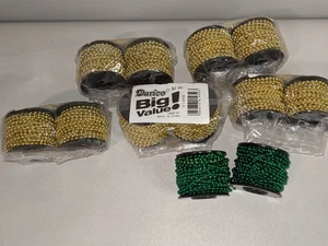 Darice Crafting Gold & Grün Mini Perlen Girlande/Schnur ~ 12 Spulen Neu ~ Kostenloser Versand - Bild 1 von 4