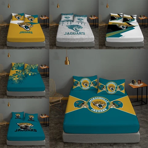 Jacksonville Jaguars Fitted Sheet Lightweight Bed Sheet Pillowcase Set Bedroom Cover