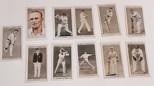 CRICKET: 1933 BDV Who's Who in Australian Sport cards x 11 Godfrey Phillips G-VG