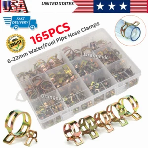 165Pcs Hose Clamps 6-22mm Fastener Fuel Water Line Pipe Air Tube Spring Clip Kit - Picture 1 of 15