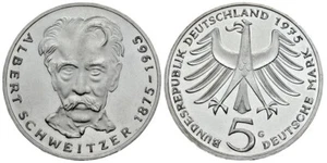 ALEMANIA 5 marcos plata 1975 S/C Albert Schweitzer - 5 mark - Imagen 1 de 1