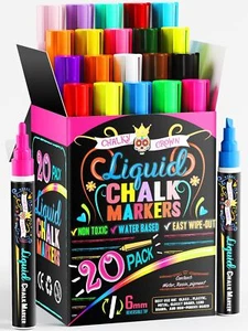 CHALKY CROWN Bold Chalk Markers - Dry Erase Marker Pens - Liquid Chalk Marker... - Picture 1 of 8
