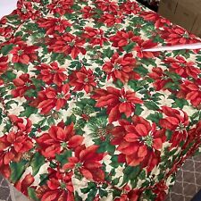 handcrafted 48" Christmas Tree Skirt all-over poinsettias ruffle trim quilted