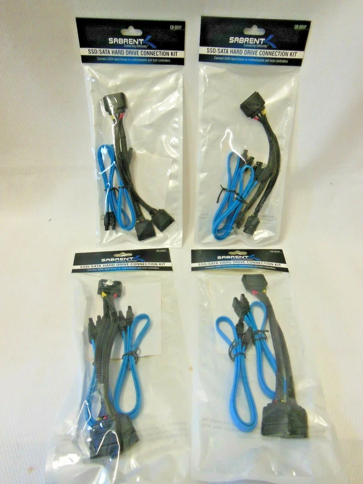 Lote de 4 Kit de Conexión de Disco Duro Sabrent SSD / SATA CB - SDSP 4 pines Nuevo Foto 1 de 4