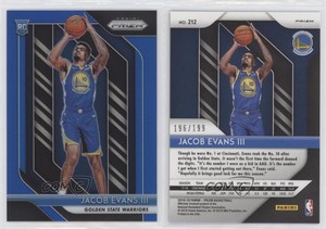 2018-19 Panini Prizm Blue Prizm /199 Jacob Evans III #212 Rookie RC