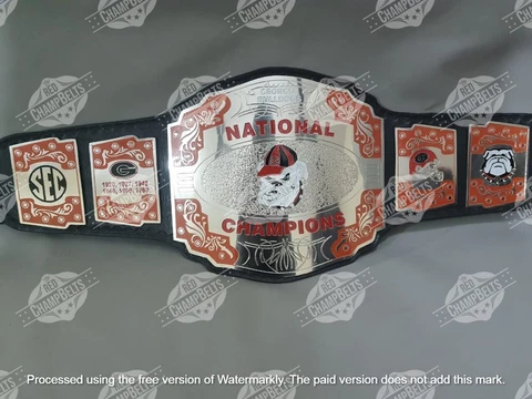 Georgia Bulldogs Back To Back National Championship Belt Adult Size 2mm Brass Cover
