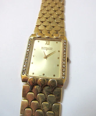 Vintage Wittnauer Men's Watch Gold Plated Diamonds Fish Scale - Image 1 of 4