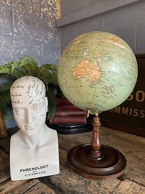 Antique Terrestrial Globe Philips’ 14” George Philip And Son Mahogany Base Large • 245£