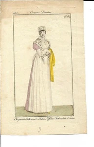 JOURNAL DES DAMES REGENCY FASHION PLATE COSTUME PARISIEN 1807 PLATE 823 - Picture 1 of 4