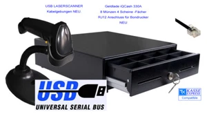 ✅ KASSEN SET: KASSENLADE FACH mit RJ11/12 Anschluß +USB SCANNER für KASSENSYSTEM - Bild 1 von 4