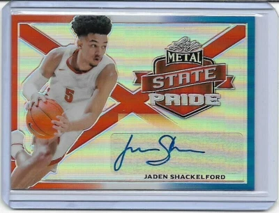 Jaden Shackelford 2021-22 Leaf Metal SP Auto Red White Blue #10/10 - Image 1 of 2